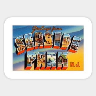 Greetings from Seaside Park New Jersey - Vintage Large Letter Postcard Sticker
